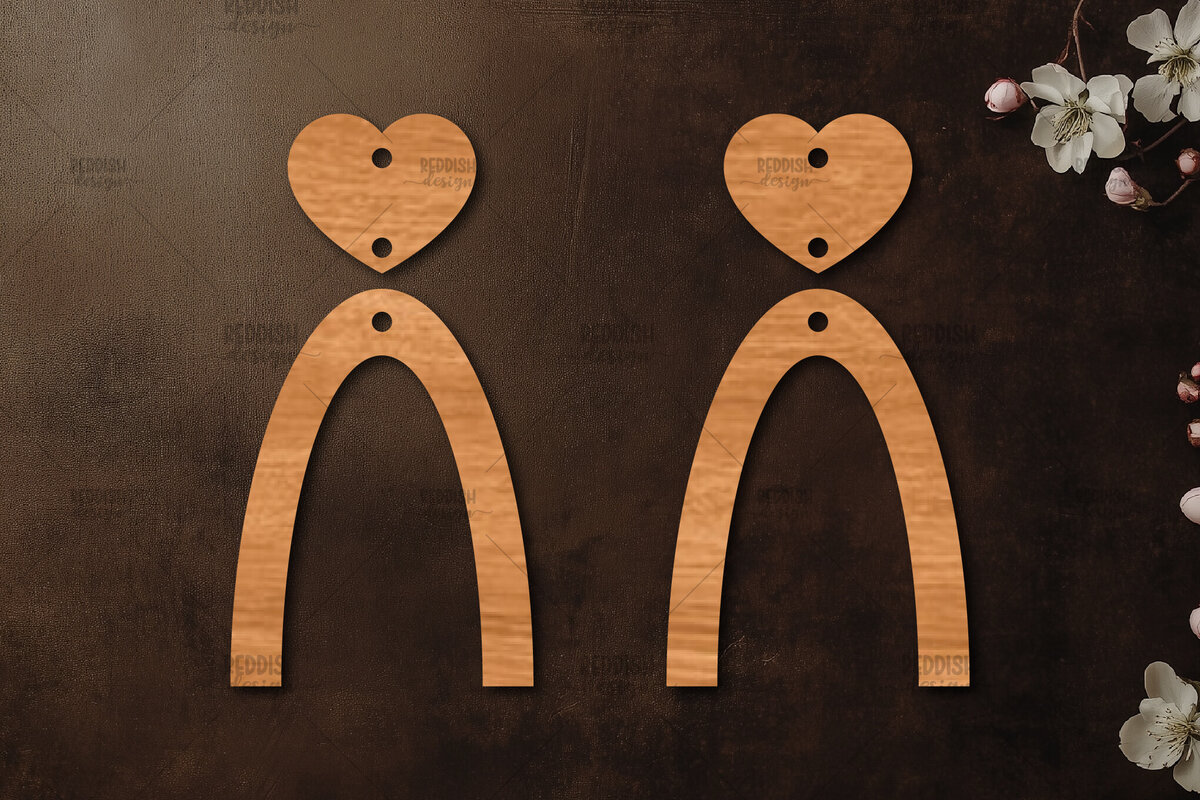 Σετ των 3 Intra απο ξύλο plywood 3mm-4mm πάχος – Σκουλαρίκια καρδιών του Αγίου Βαλεντίνου Δίασταση  5x5 cm INTRAFABR-113991833