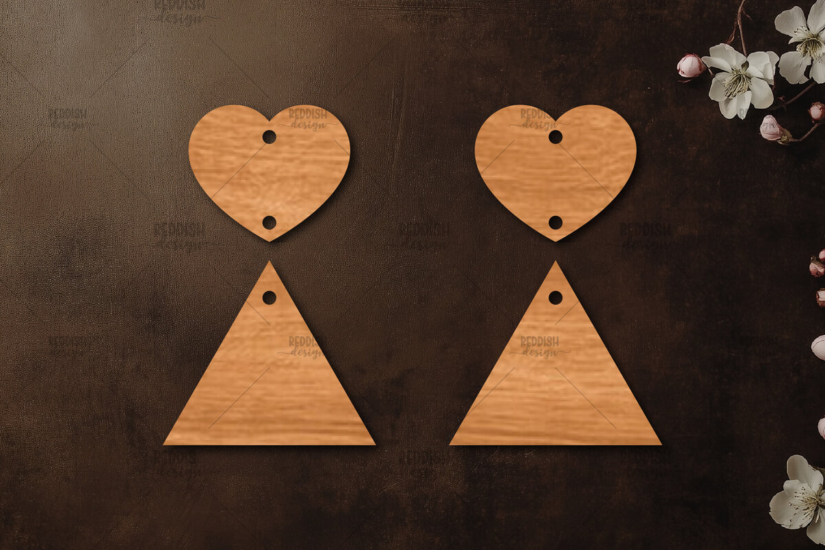 Σετ των 3 Intra απο ξύλο plywood 3mm-4mm πάχος – Σκουλαρίκια καρδιών του Αγίου Βαλεντίνου Δίασταση  5x5 cm INTRAFABR-113991893