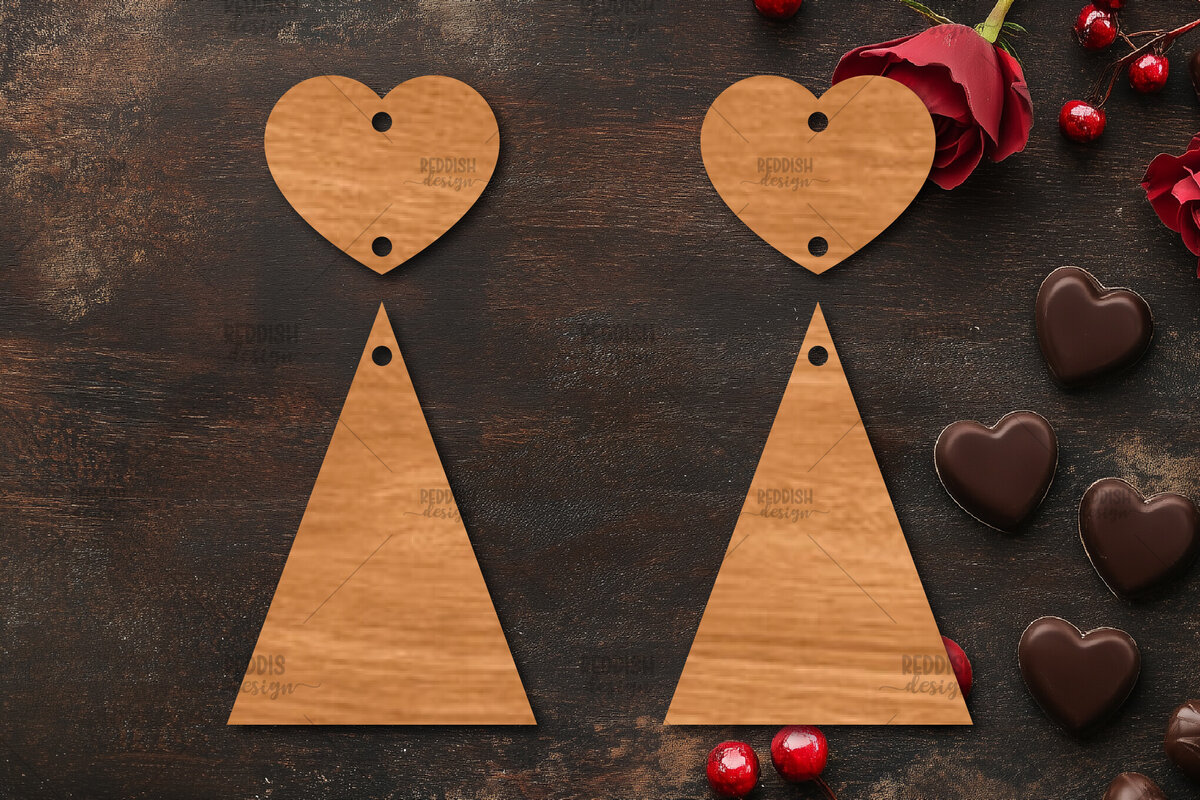 Σετ των 3 Intra απο ξύλο plywood 3mm-4mm πάχος – Σκουλαρίκια καρδιών του Αγίου Βαλεντίνου Δίασταση  5x5 cm INTRAFABR-113991949