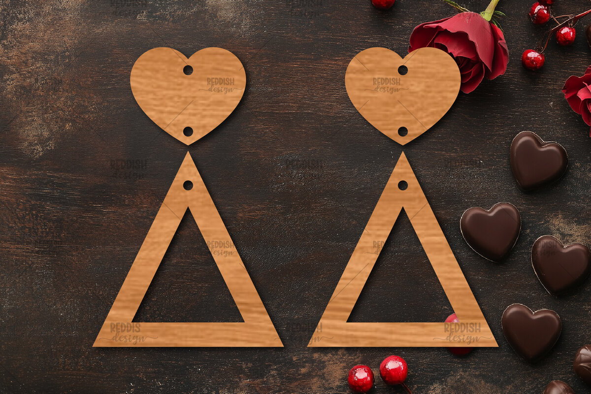 Σετ των 3 Intra απο ξύλο plywood 3mm-4mm πάχος – Σκουλαρίκια καρδιών του Αγίου Βαλεντίνου Δίασταση  5x5 cm INTRAFABR-113991984
