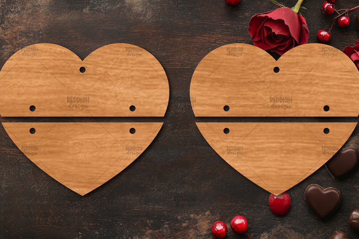 Σετ των 3 Intra απο ξύλο plywood 3mm-4mm πάχος – Σκουλαρίκια καρδιών του Αγίου Βαλεντίνου Δίασταση  5x5 cm INTRAFABR-113992000