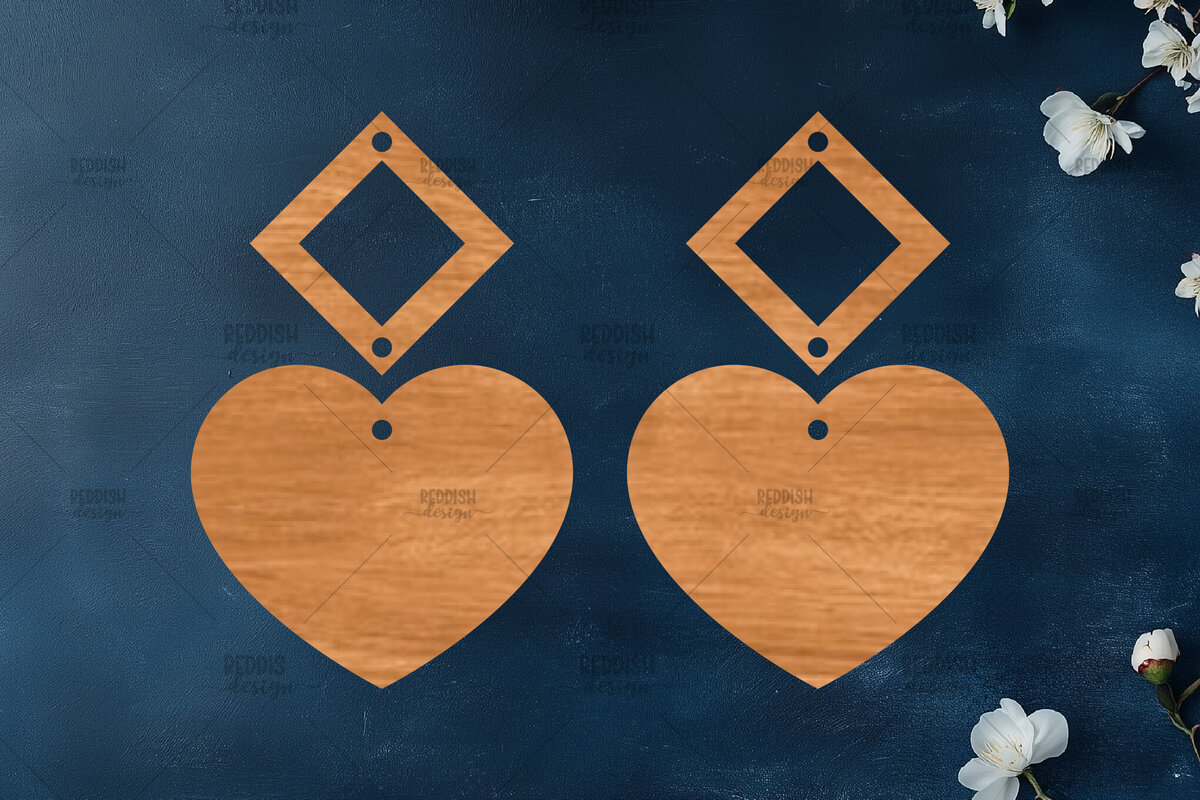 Σετ των 3 Intra απο ξύλο plywood 3mm-4mm πάχος – Σκουλαρίκια καρδιών του Αγίου Βαλεντίνου Δίασταση  5x5 cm INTRAFABR-113992031
