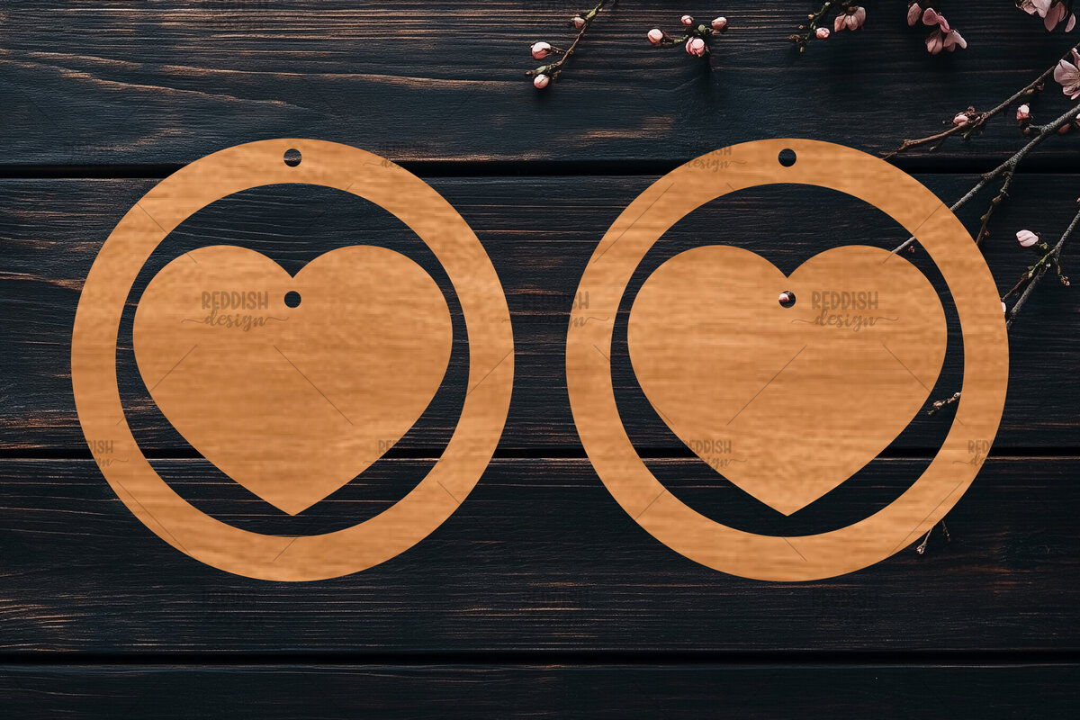 Σετ των 3 Intra απο ξύλο plywood 3mm-4mm πάχος – Σκουλαρίκια καρδιών του Αγίου Βαλεντίνου Δίασταση  5x5 cm INTRAFABR-113992119