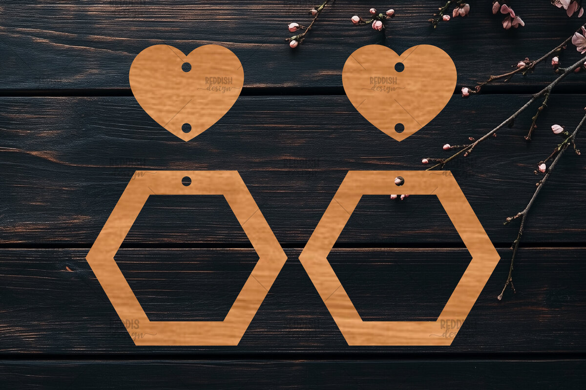 Σετ των 3 Intra απο ξύλο plywood 3mm-4mm πάχος – Σκουλαρίκια καρδιών του Αγίου Βαλεντίνου Δίασταση  5x5 cm INTRAFABR-113992141