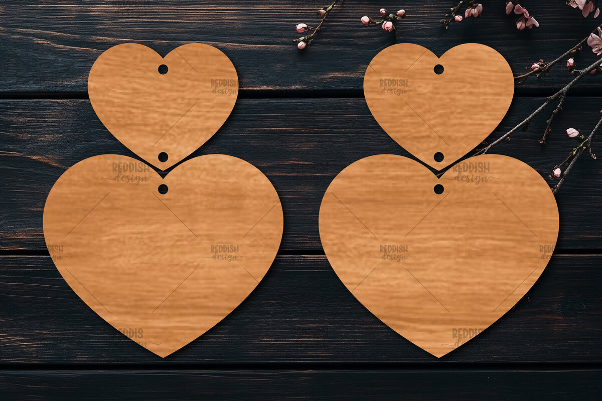 Σετ των 3 Intra απο ξύλο plywood 3mm-4mm πάχος – Σκουλαρίκια καρδιών του Αγίου Βαλεντίνου Δίασταση  5x5 cm INTRAFABR-113921145