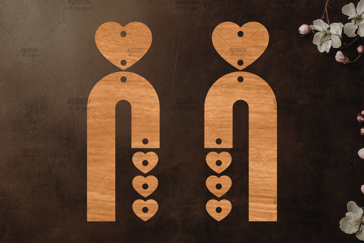 Σετ των 3 Intra απο ξύλο plywood 3mm-4mm πάχος – Σκουλαρίκια καρδιών του Αγίου Βαλεντίνου Δίασταση  5x5 cm INTRAFABR-113992228