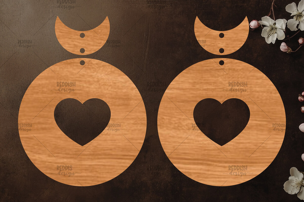 Σετ των 3 Intra απο ξύλο plywood 3mm-4mm πάχος – Σκουλαρίκια καρδιών του Αγίου Βαλεντίνου Δίασταση  5x5 cm INTRAFABR-113992272