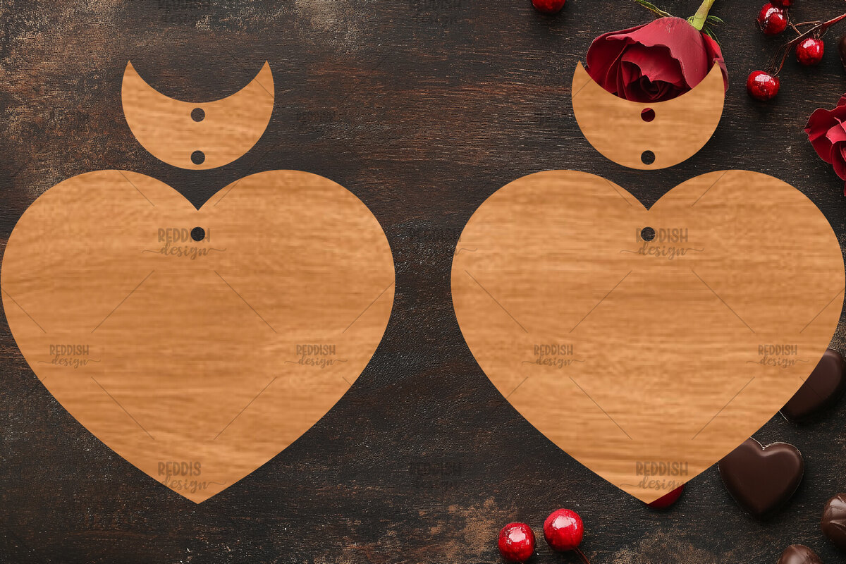 Σετ των 3 Intra απο ξύλο plywood 3mm-4mm πάχος – Σκουλαρίκια καρδιών του Αγίου Βαλεντίνου Δίασταση  5x5 cm INTRAFABR-113992291