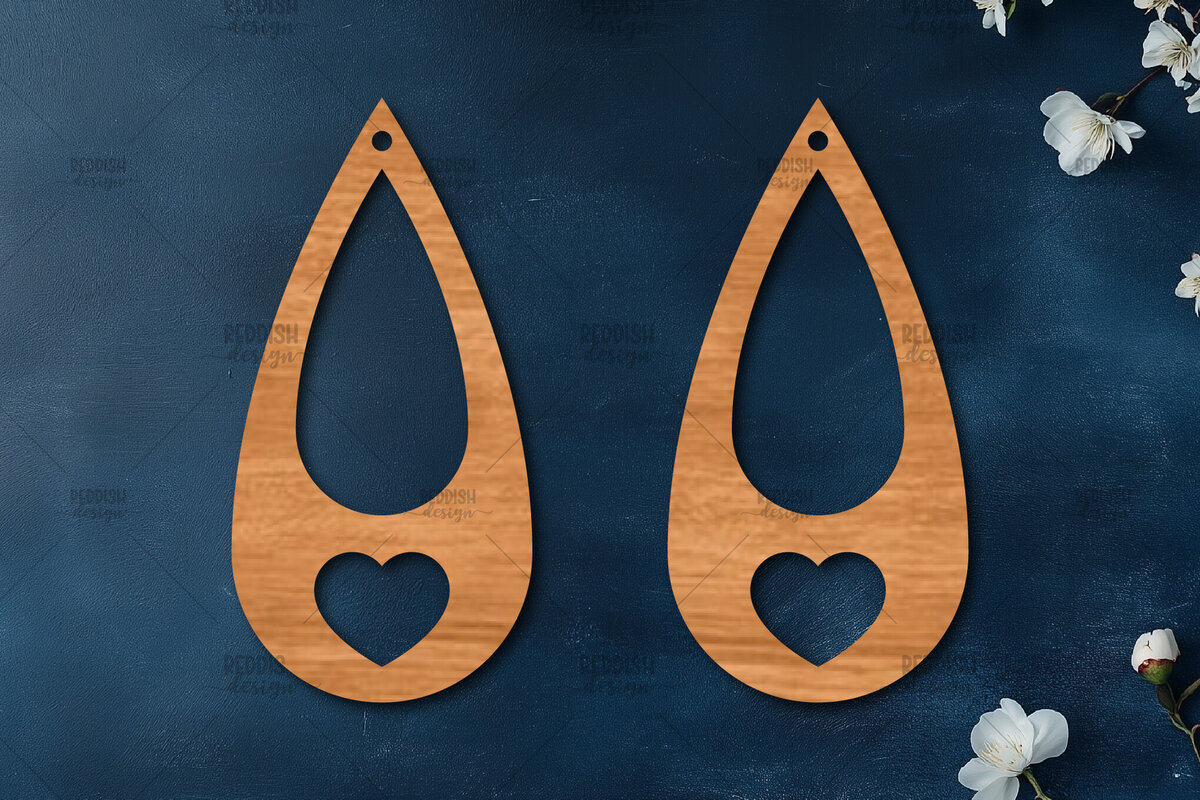 Σετ των 3 Intra απο ξύλο plywood 3mm-4mm πάχος – Σκουλαρίκια καρδιών του Αγίου Βαλεντίνου Δίασταση  5x5 cm INTRAFABR-113992453