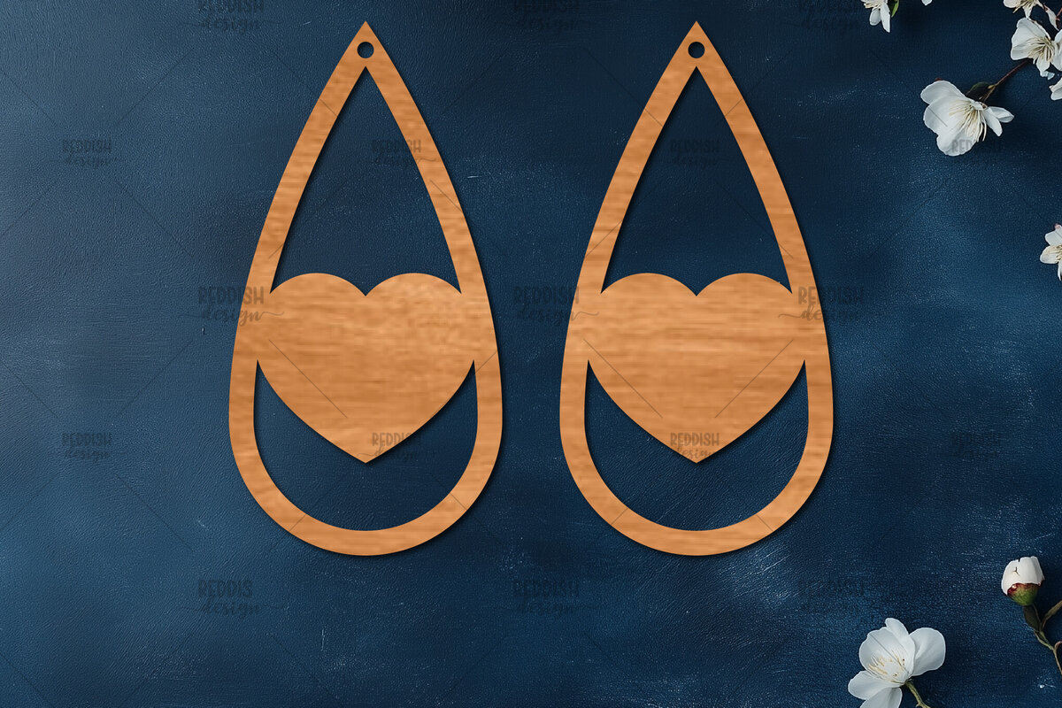 Σετ των 3 Intra απο ξύλο plywood 3mm-4mm πάχος – Σκουλαρίκια καρδιών του Αγίου Βαλεντίνου Δίασταση  5x5 cm INTRAFABR-113992514