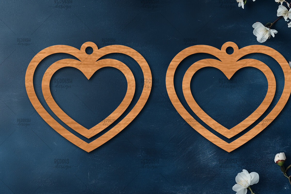 Σετ των 3 Intra απο ξύλο plywood 3mm-4mm πάχος – Σκουλαρίκια καρδιών του Αγίου Βαλεντίνου Δίασταση  5x5 cm INTRAFABR-114538727