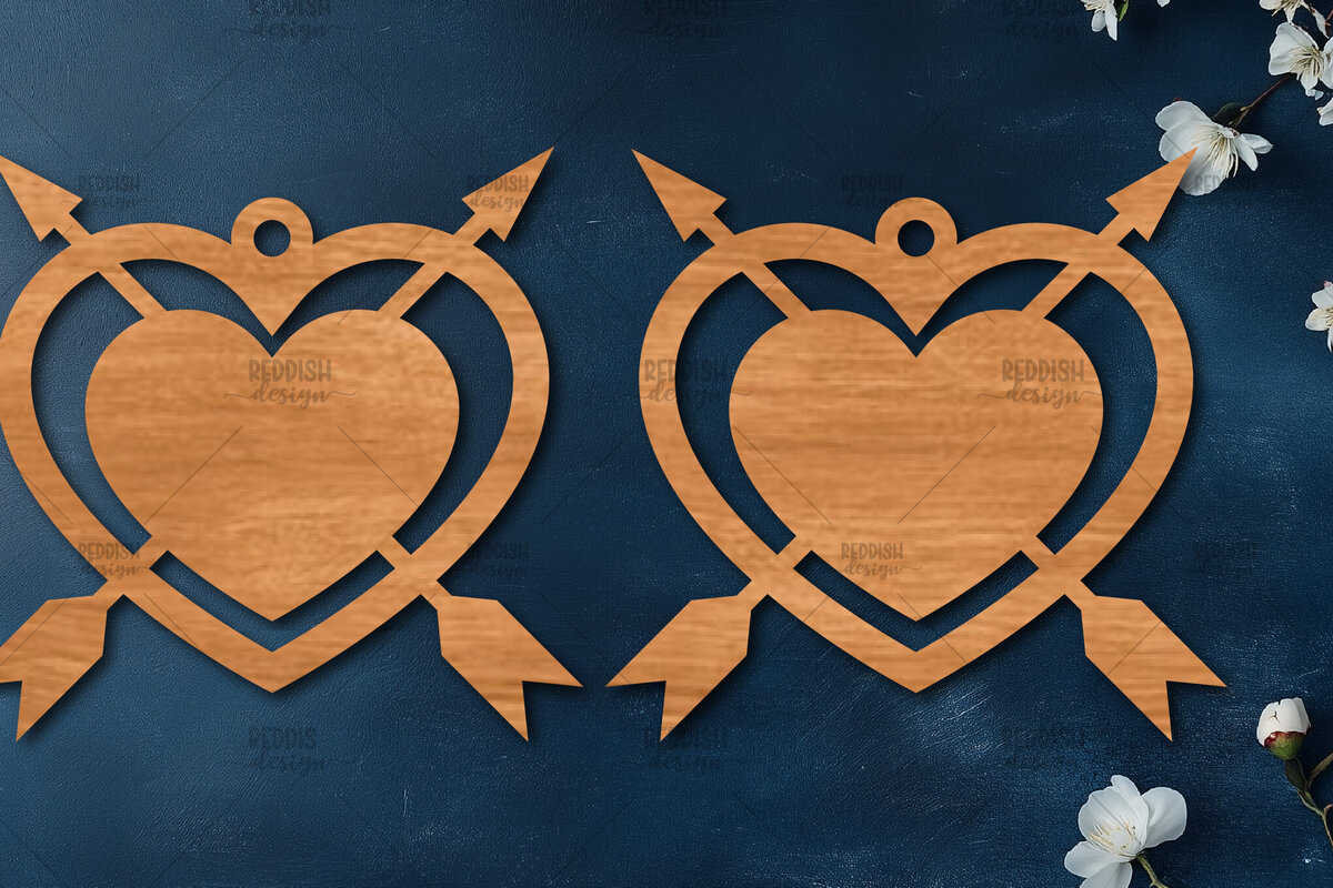Σετ των 3 Intra απο ξύλο plywood 3mm-4mm πάχος – Σκουλαρίκια καρδιών του Αγίου Βαλεντίνου Δίασταση  5x5 cm INTRAFABR-114538767