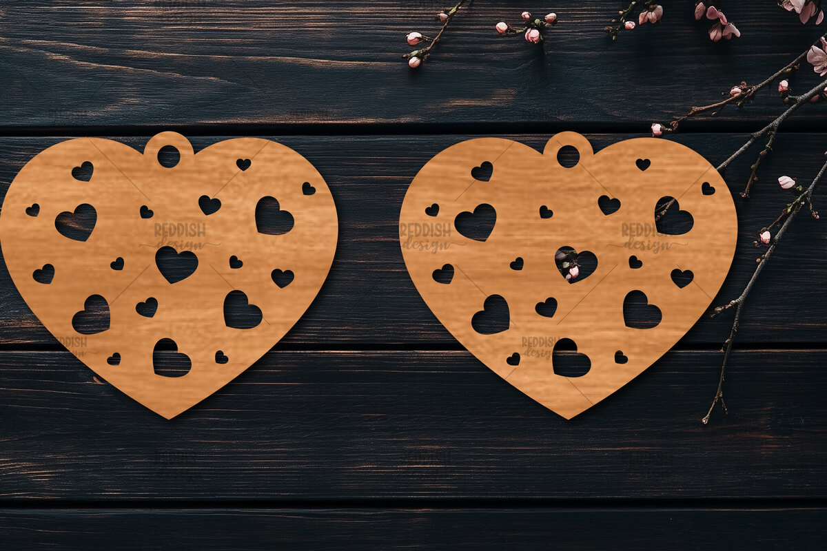 Σετ των 3 Intra απο ξύλο plywood 3mm-4mm πάχος – Σκουλαρίκια καρδιών του Αγίου Βαλεντίνου Δίασταση  5x5 cm INTRAFABR-114538884