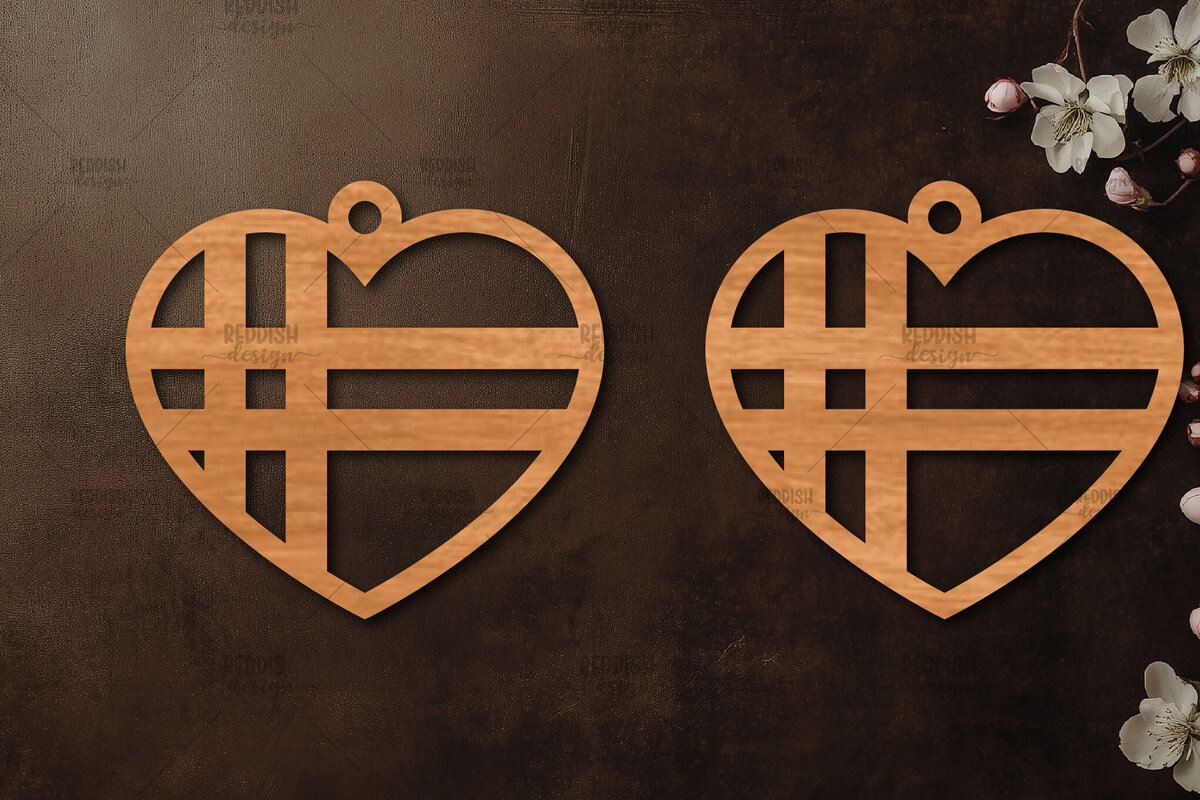 Σετ των 3 Intra απο ξύλο plywood 3mm-4mm πάχος – Σκουλαρίκια καρδιών του Αγίου Βαλεντίνου Δίασταση  5x5 cm INTRAFABR-114538916
