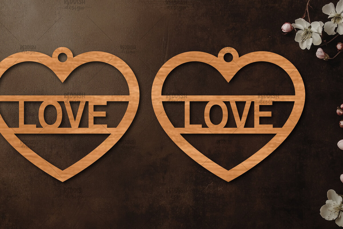 Σετ των 3 Intra απο ξύλο plywood 3mm-4mm πάχος – Σκουλαρίκια καρδιών του Αγίου Βαλεντίνου Δίασταση  5x5 cm INTRAFABR-114538944