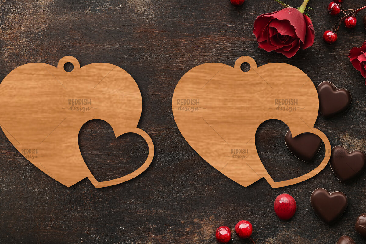 Σετ των 3 Intra απο ξύλο plywood 3mm-4mm πάχος – Σκουλαρίκια καρδιών του Αγίου Βαλεντίνου Δίασταση  5x5 cm INTRAFABR-114538995