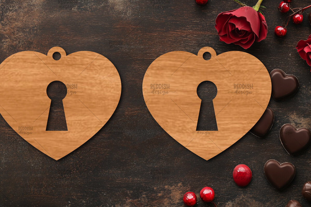 Σετ των 3 Intra απο ξύλο plywood 3mm-4mm πάχος – Σκουλαρίκια καρδιών του Αγίου Βαλεντίνου Δίασταση  5x5 cm INTRAFABR-114539009