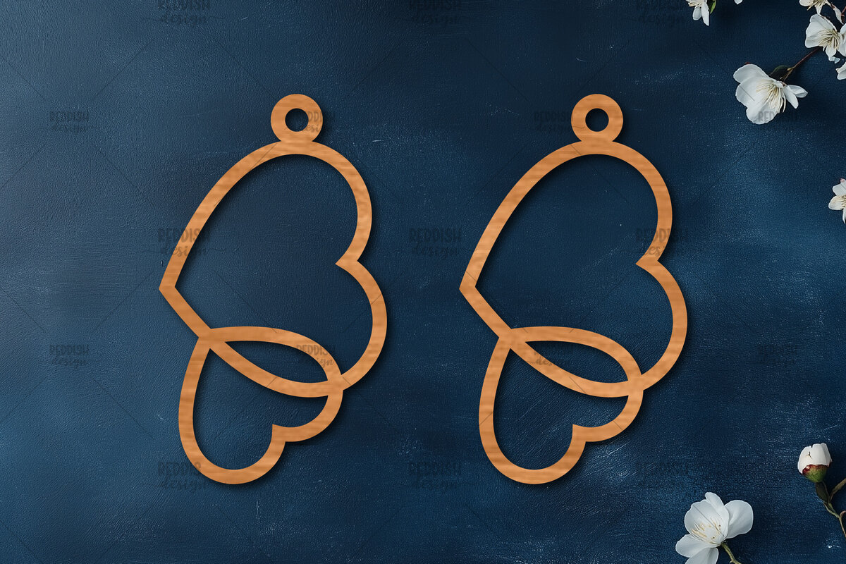 Σετ των 3 Intra απο ξύλο plywood 3mm-4mm πάχος – Σκουλαρίκια καρδιών του Αγίου Βαλεντίνου Δίασταση  5x5 cm INTRAFABR-114539026