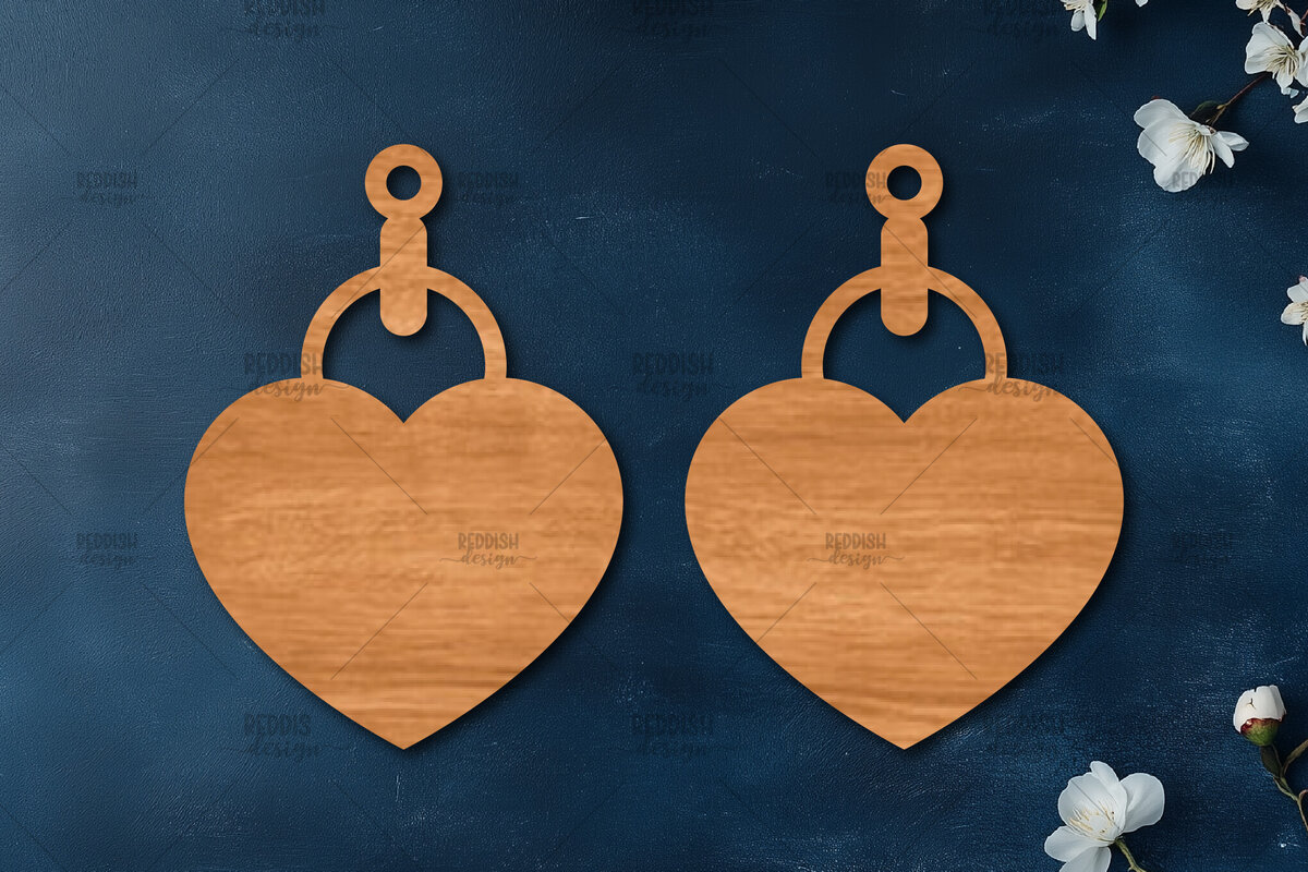 Σετ των 3 Intra απο ξύλο plywood 3mm-4mm πάχος – Σκουλαρίκια καρδιών του Αγίου Βαλεντίνου Δίασταση  5x5 cm INTRAFABR-114539039