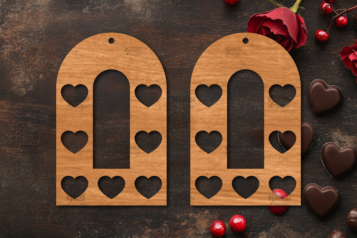 Σετ των 3 Intra απο ξύλο plywood 3mm-4mm πάχος – Σκουλαρίκια καρδιών του Αγίου Βαλεντίνου Δίασταση  5x5 cm INTRAFABR-113921240