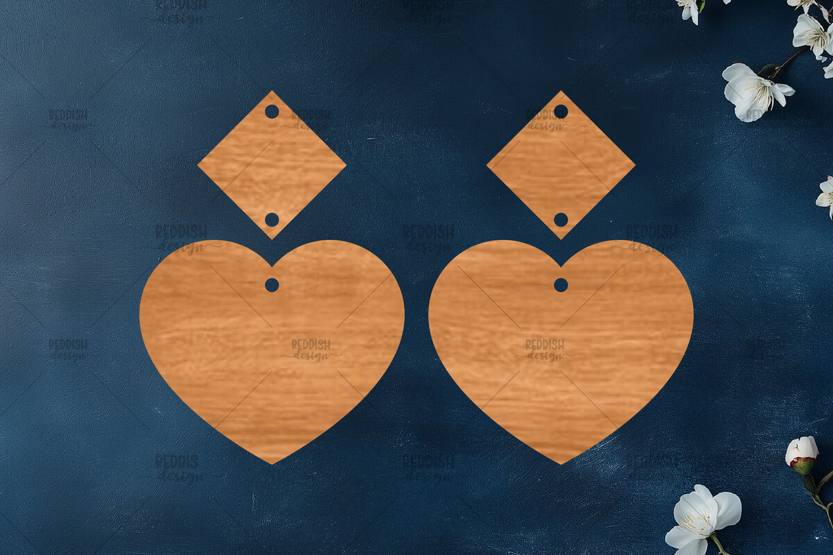 Σετ των 3 Intra απο ξύλο plywood 3mm-4mm πάχος – Σκουλαρίκια με πρότυπο καρδιάς Αγίου Βαλεντίνου Te Δίασταση  5x5 cm INTRAFABR-113992091