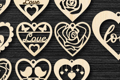 Σετ των 2 Intra απο ξύλο plywood 3mm-4mm πάχος – Πακέτο κοπής με λέιζερ Valentine Hearts Δίασταση  20x20 cm INTRAFABR-88002558