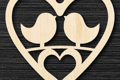 Σετ των 2 Intra απο ξύλο plywood 3mm-4mm πάχος – Γραφικό με λέιζερ καρδιές του Αγίου Βαλεντίνου Δίασταση  20x20 cm INTRAFABR-88002519