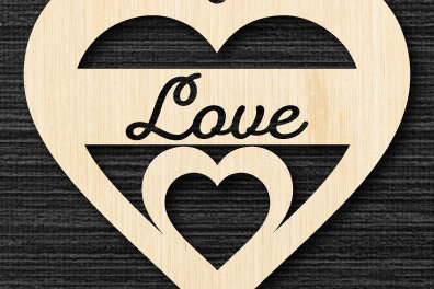 Σετ των 2 Intra απο ξύλο plywood 3mm-4mm πάχος – Γραφικό με λέιζερ καρδιές του Αγίου Βαλεντίνου Δίασταση  20x20 cm INTRAFABR-88002415