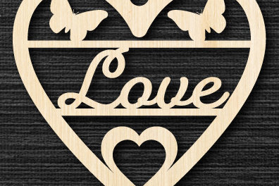 Σετ των 2 Intra απο ξύλο plywood 3mm-4mm πάχος – Γραφικό με λέιζερ καρδιές του Αγίου Βαλεντίνου Δίασταση  20x20 cm INTRAFABR-88002536