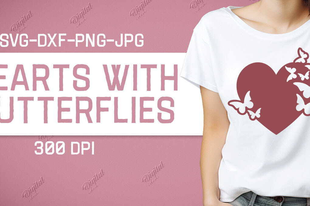 Σετ των 2 Intra απο ξύλο plywood 3mm-4mm πάχος – Valentine Hearts with Butterflies Δίασταση  20x20 cm INTRAFABR-86221135