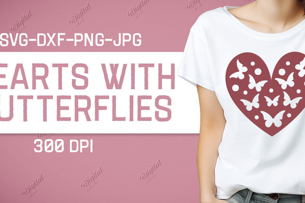 Σετ των 2 Intra απο ξύλο plywood 3mm-4mm πάχος – Valentine Hearts with Butterflies Δίασταση  20x20 cm INTRAFABR-86341270