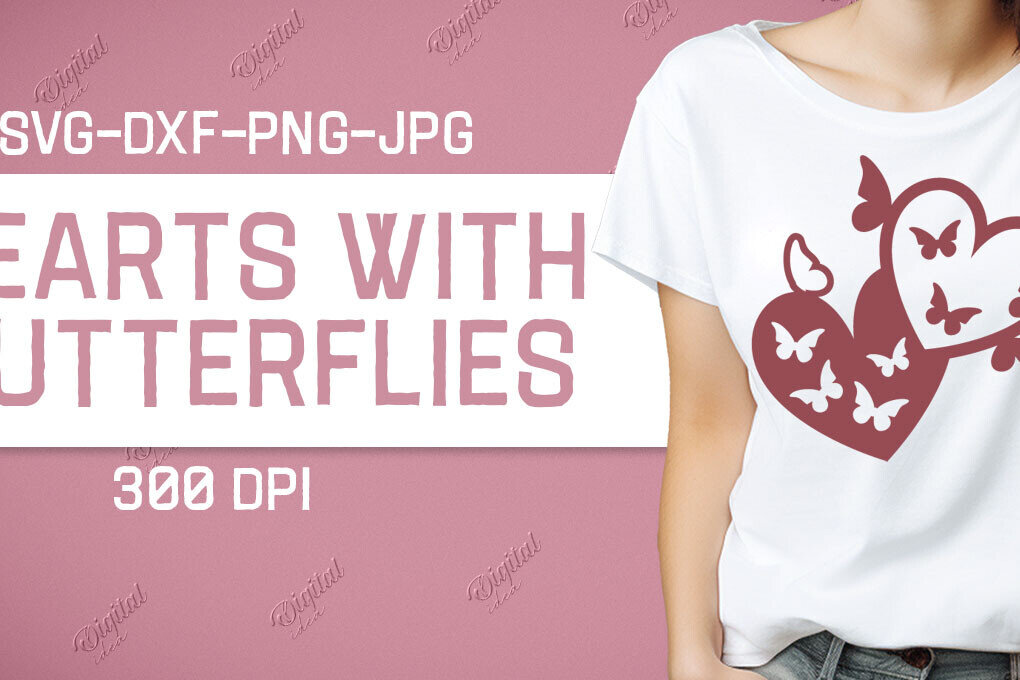 Σετ των 2 Intra απο ξύλο plywood 3mm-4mm πάχος – Valentine Hearts with Butterflies Δίασταση  20x20 cm INTRAFABR-86341531