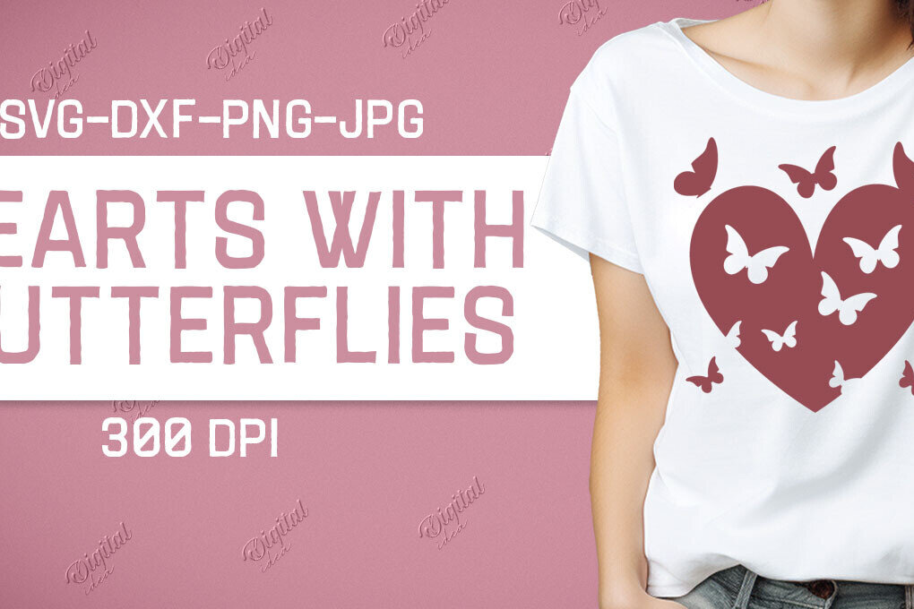 Σετ των 2 Intra απο ξύλο plywood 3mm-4mm πάχος – Valentine Hearts with Butterflies Δίασταση  20x20 cm INTRAFABR-86341674