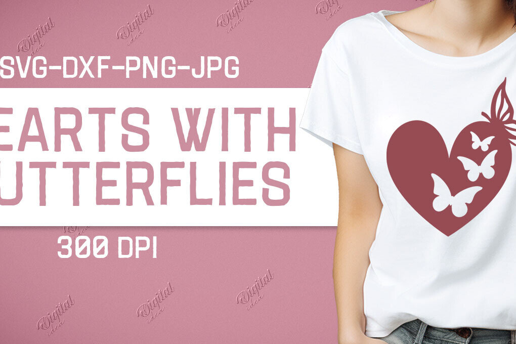 Σετ των 2 Intra απο ξύλο plywood 3mm-4mm πάχος – Valentine Hearts with Butterflies Δίασταση  20x20 cm INTRAFABR-86220093