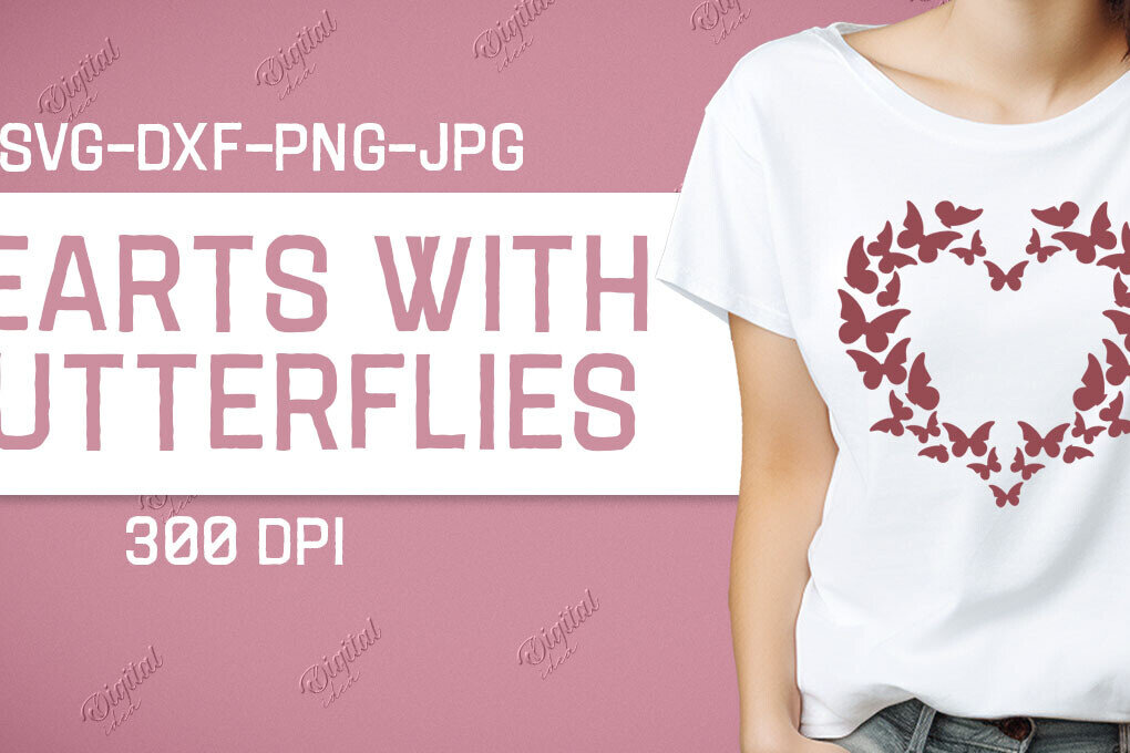 Σετ των 2 Intra απο ξύλο plywood 3mm-4mm πάχος – Valentine Hearts with Butterflies Δίασταση  20x20 cm INTRAFABR-86220739