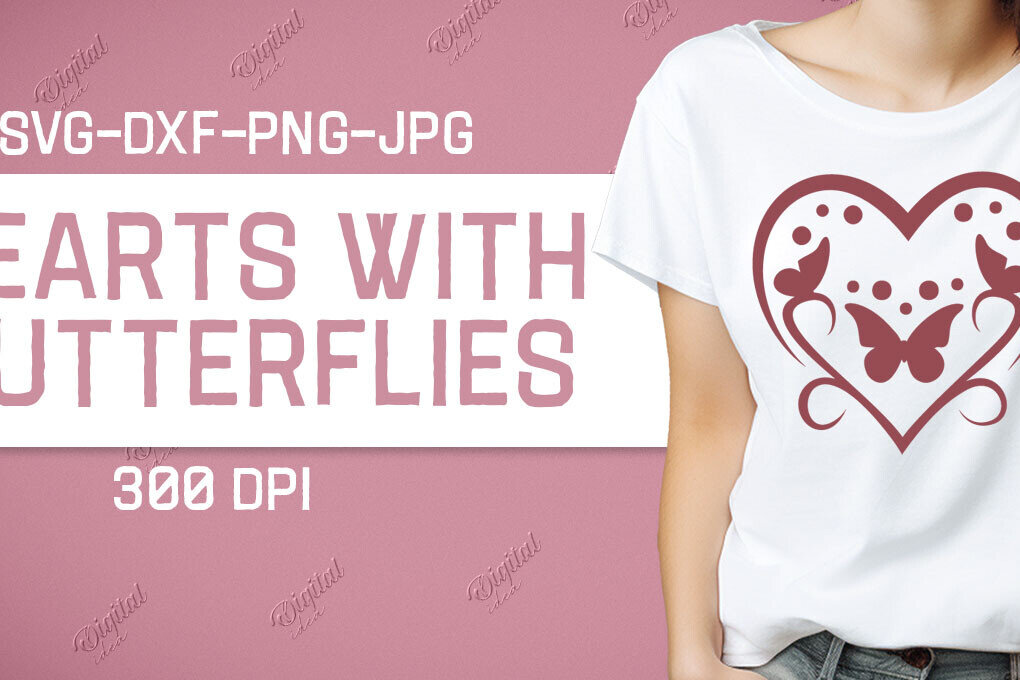 Σετ των 2 Intra απο ξύλο plywood 3mm-4mm πάχος – Valentine Hearts with Butterflies Δίασταση  20x20 cm INTRAFABR-86220769