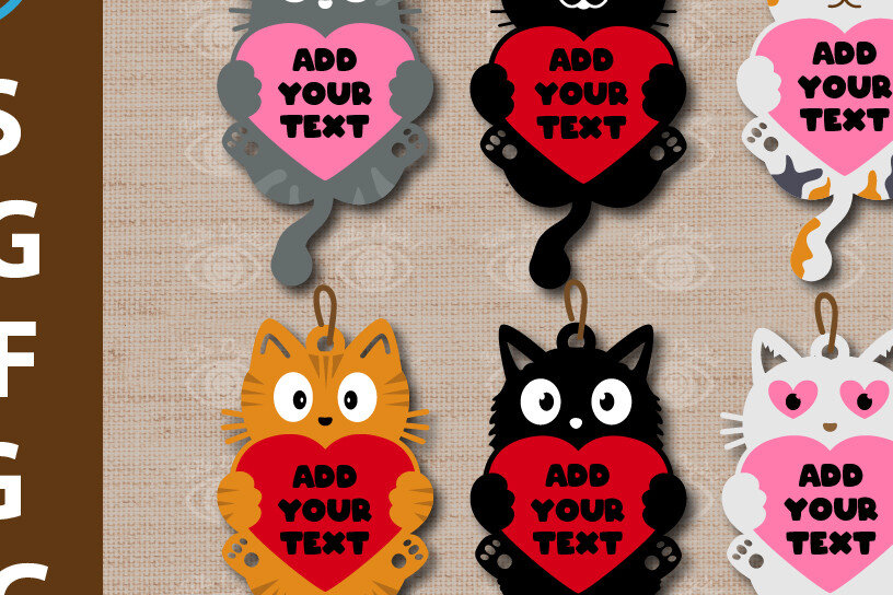 Σετ των 3 Intra απο ξύλο plywood 3mm-4mm πάχος – Σκουλαρίκι Valentine Kitten Love Dangle Earring Δίασταση  5x5 cm INTRAFABR-50079939