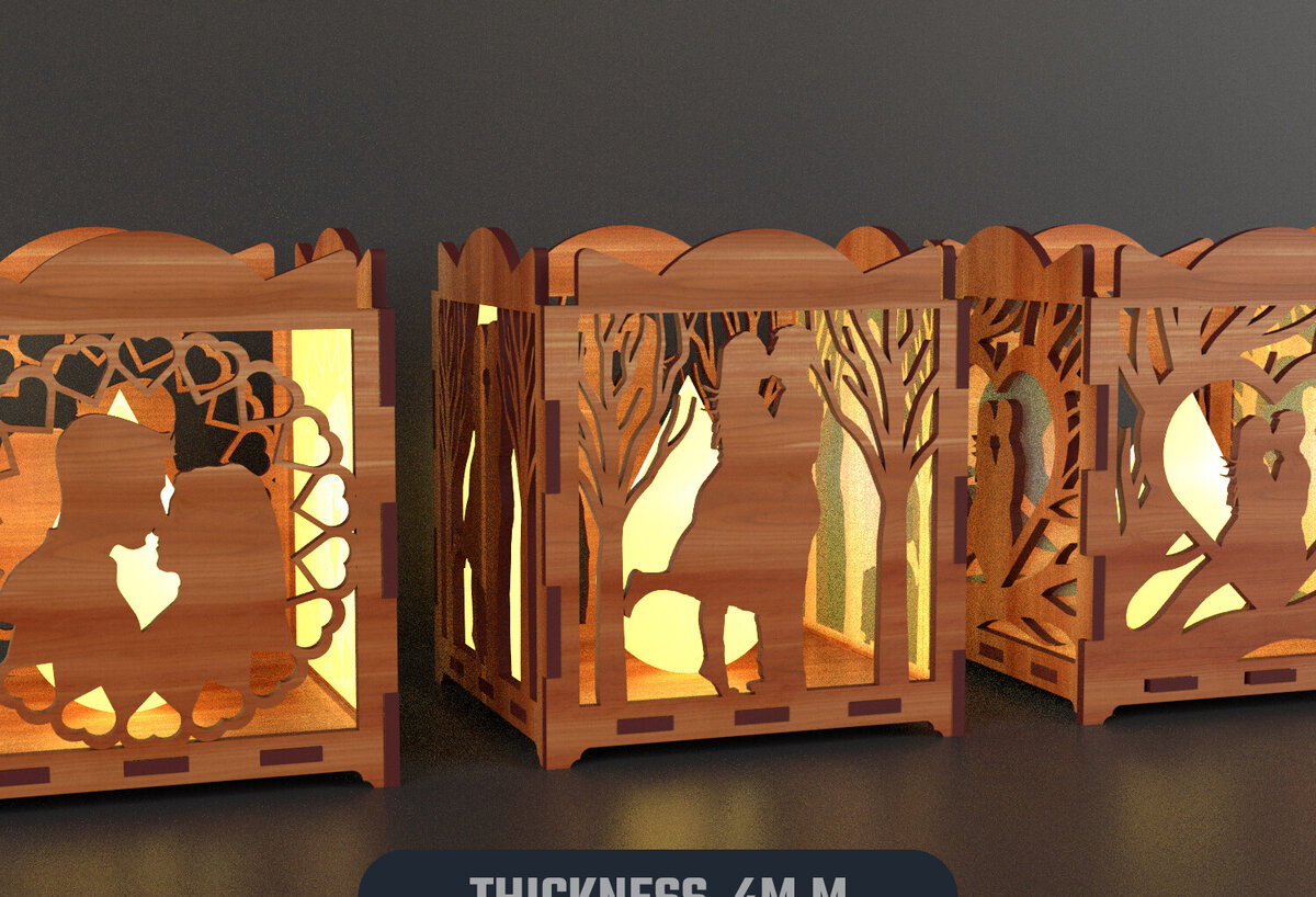 Σετ των 2 Intra απο ξύλο plywood 3mm-4mm πάχος – Πακέτο κοπής Laser Laser Valentine Δίασταση  20x20 cm INTRAFABR-88639048