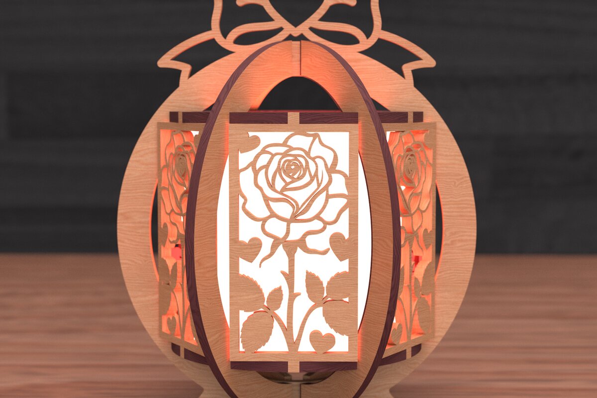 Σετ των 2 Intra απο ξύλο plywood 3mm-4mm πάχος –  κοπής λέιζερ φαναριού Αγίου Βαλεντίνου Δίασταση  20x20 cm INTRAFABR-111860627