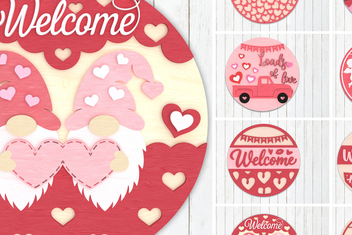 Σετ των 2 Intra απο ξύλο plywood 3mm-4mm πάχος – Πακέτο σημάτων κοπής λέιζερ Valentine Δίασταση  20x20 cm INTRAFABR-110274307