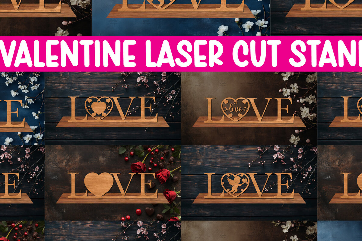 Σετ των 2 Intra απο ξύλο plywood 3mm-4mm πάχος – Βάση κοπής με λέιζερ Valentine, Valentine Δίασταση  20x20 cm INTRAFABR-114065799