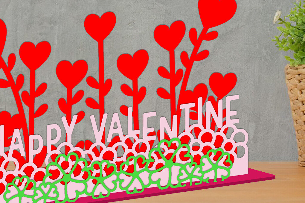 Σετ των 2 Intra απο ξύλο plywood 3mm-4mm πάχος – Κοπή με λέιζερ Αγίου Βαλεντίνου Δίασταση  20x20 cm INTRAFABR-113430203