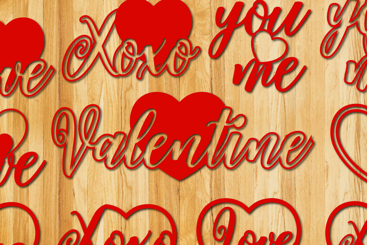 Σετ των 2 Intra απο ξύλο plywood 3mm-4mm πάχος – Πακέτο λέιζερ/χαρτιού Valentine Cut Δίασταση  20x20 cm INTRAFABR-24127993