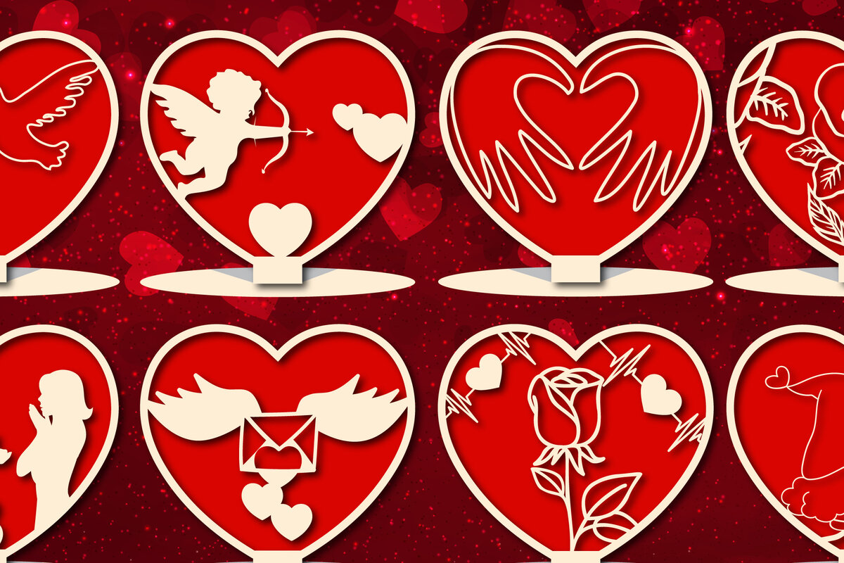 Σετ των 2 Intra απο ξύλο plywood 3mm-4mm πάχος – Πακέτο Stand καρδιών Valentine Layer Δίασταση  20x20 cm INTRAFABR-23715837