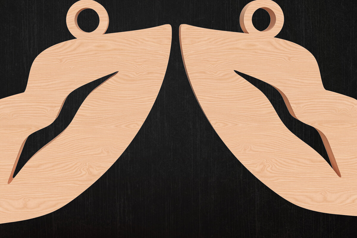 Σετ των 3 Intra απο ξύλο plywood 3mm-4mm πάχος – Σκουλαρίκια Valentine Lips Design Δίασταση  5x5 cm INTRAFABR-113201075