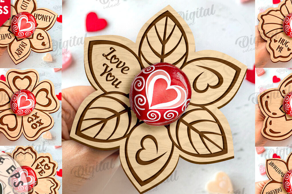 Σετ των 2 Intra απο ξύλο plywood 3mm-4mm πάχος – Πακέτο λέιζερ Valentine Lollipop Holders Δίασταση  20x20 cm INTRAFABR-111805532