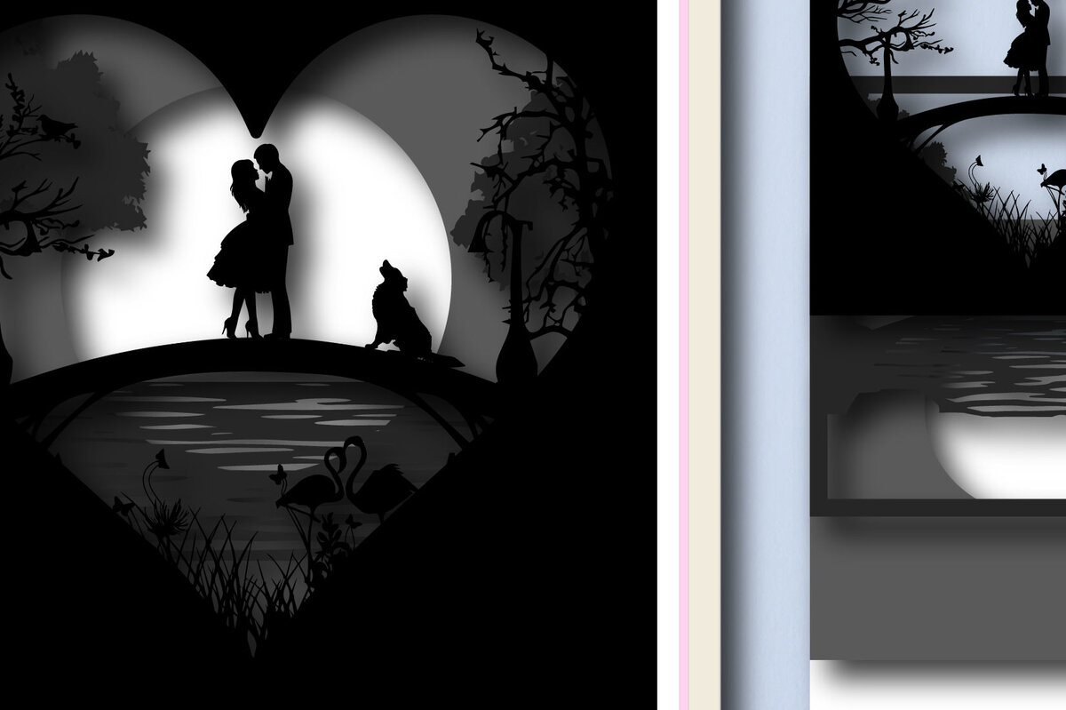 Σετ των 2 Intra απο ξύλο plywood 3mm-4mm πάχος – Κουτί σκιών για τη γέφυρα αγάπης του Αγίου Βαλεντίνου Δίασταση  20x20 cm INTRAFABR-24155135