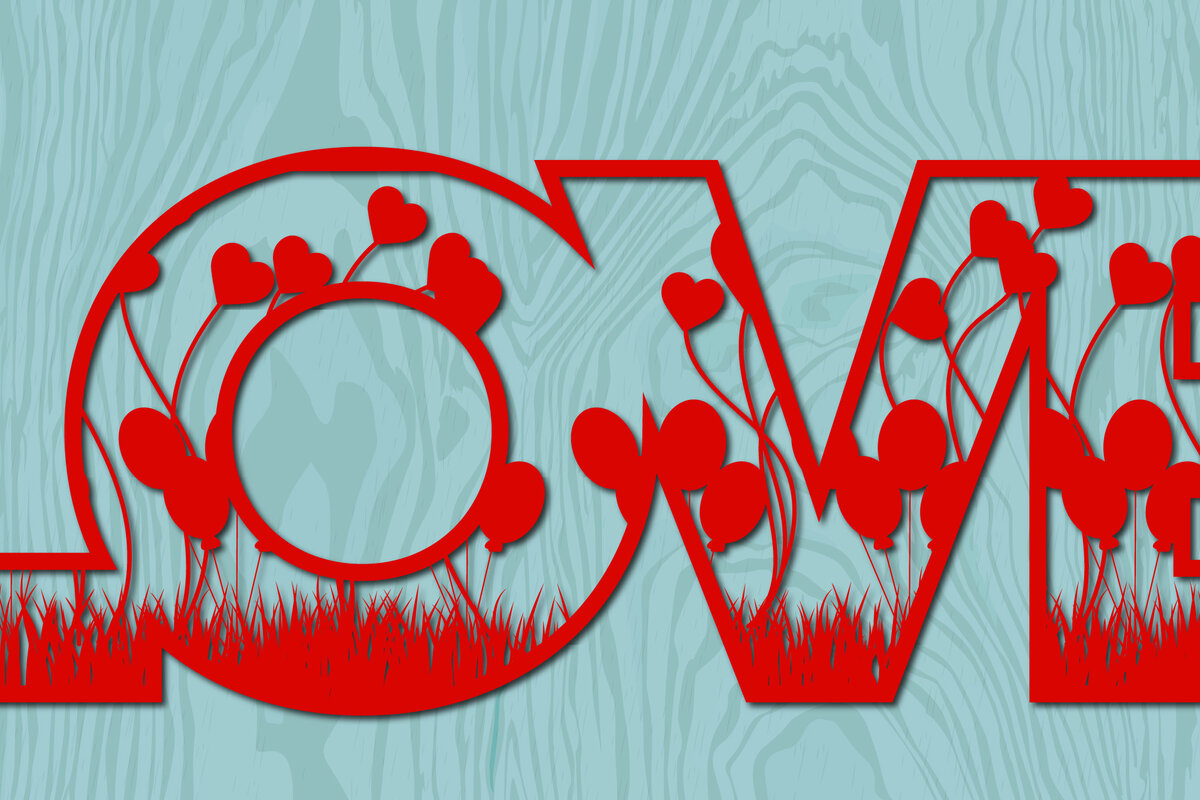 Σετ των 2 Intra απο ξύλο plywood 3mm-4mm πάχος – Valentine Love Δίασταση  20x20 cm INTRAFABR-22017837