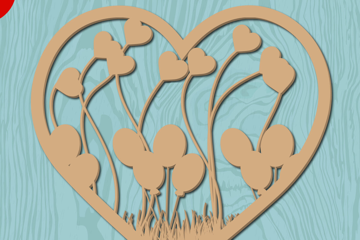 Σετ των 2 Intra απο ξύλο plywood 3mm-4mm πάχος – Αρχείο Valentine Love Laser/χάρτινο Cut Δίασταση  20x20 cm INTRAFABR-22443587