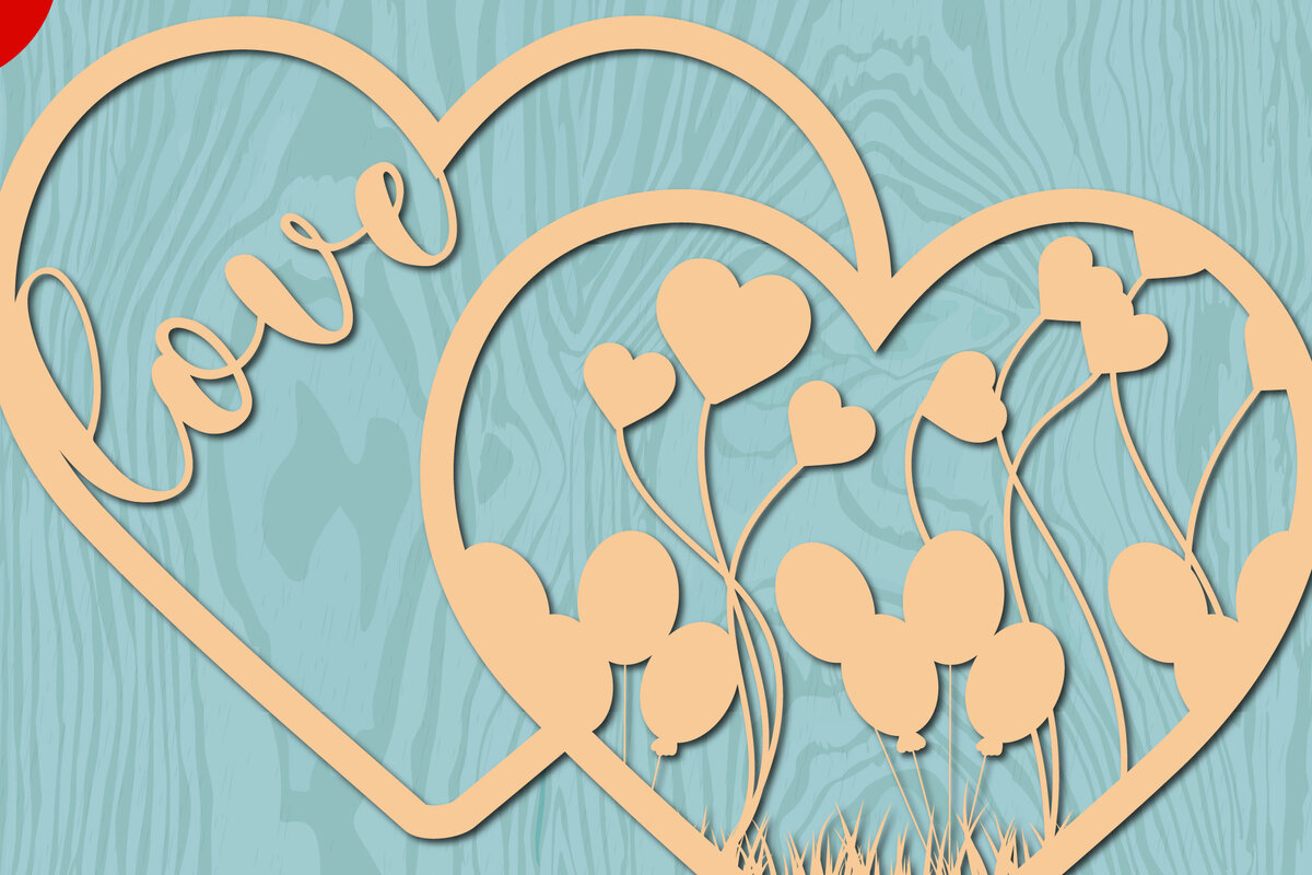 Σετ των 2 Intra απο ξύλο plywood 3mm-4mm πάχος – Αρχείο Valentine Love Laser/χάρτινο Cut Δίασταση  20x20 cm INTRAFABR-22443789